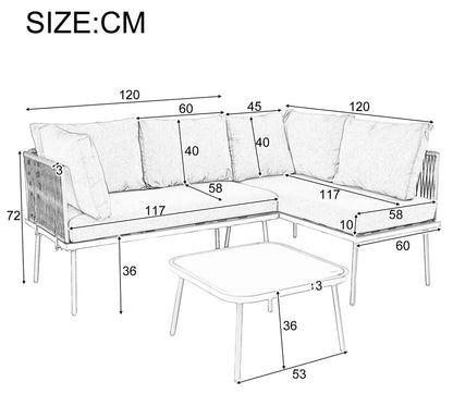 Ryeax 3-Piece Patio Lounge Set